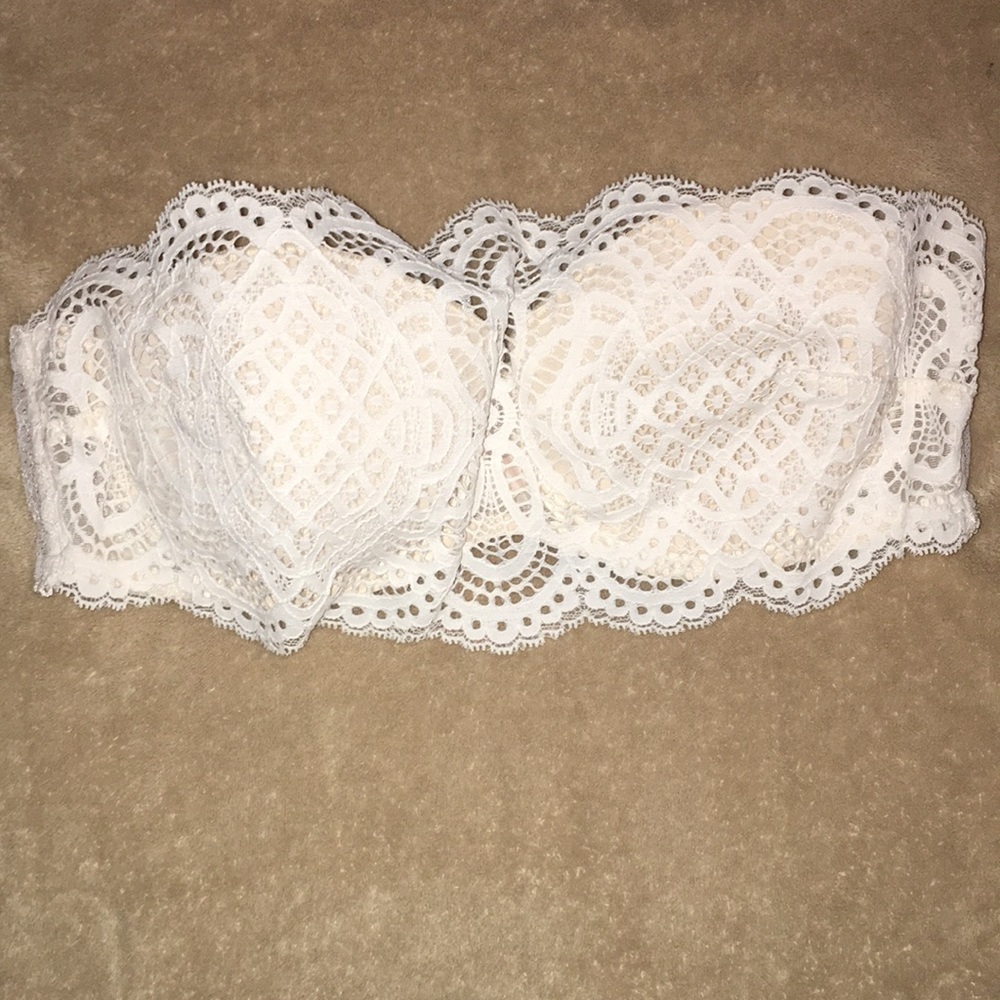 Victoria Secret bandeau lace cream bra 34c